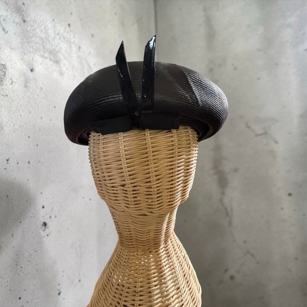 Vintage Black Sculptural Cocktail Hat Fascinator Avant Garde Derby Gothic